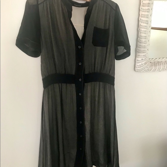 Club Monaco black sheer lined  dress Sz 4 - Picture 8 of 9